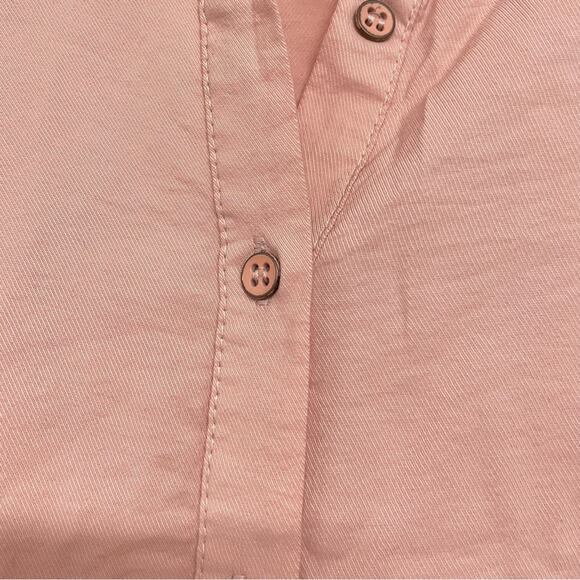 Free People Peach Button Down Long Sleeve Babydoll Mini Dress Oversized S - Picture 2 of 12